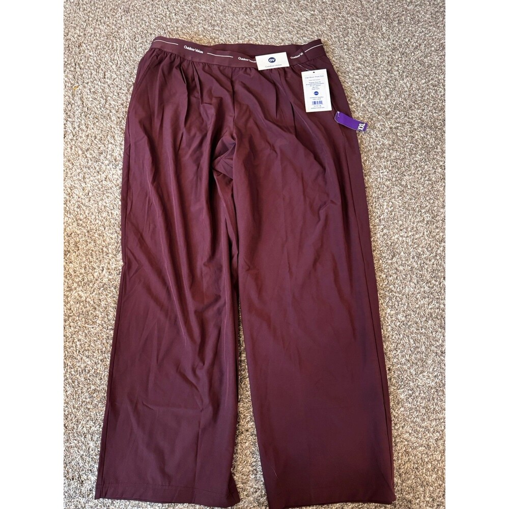 Outdoor Voices Logo Boxer Waist Pants XXL Sassafras Burgundy Wide Leg NWT